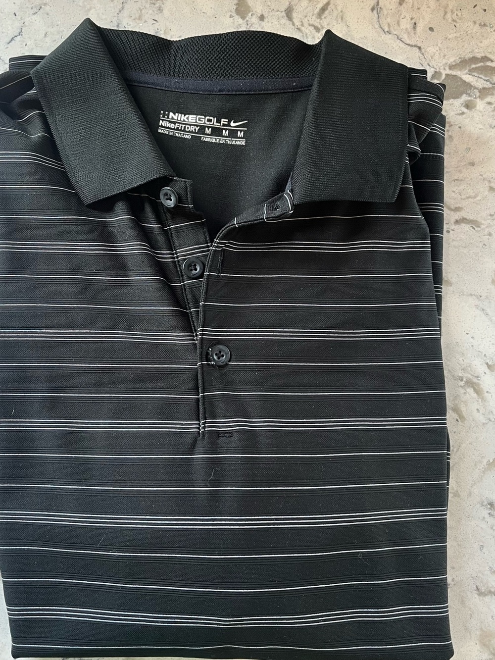 Nike Golf Black Polo with Thin White Stripes - Men's Golf Shirt